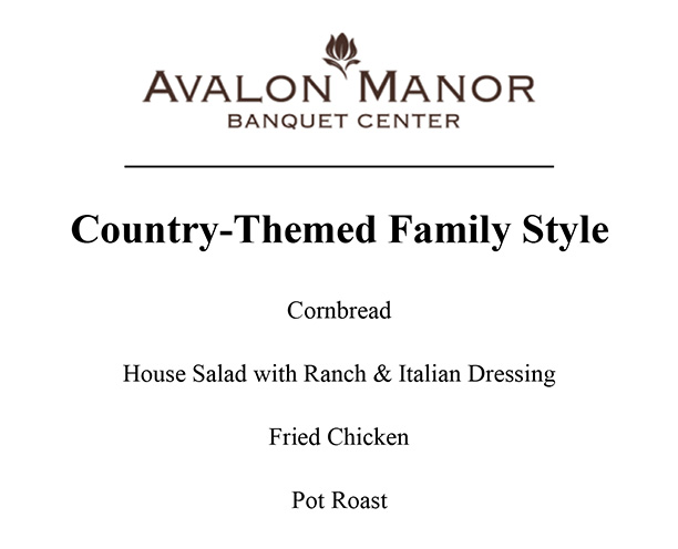 Avalon country theme menu
